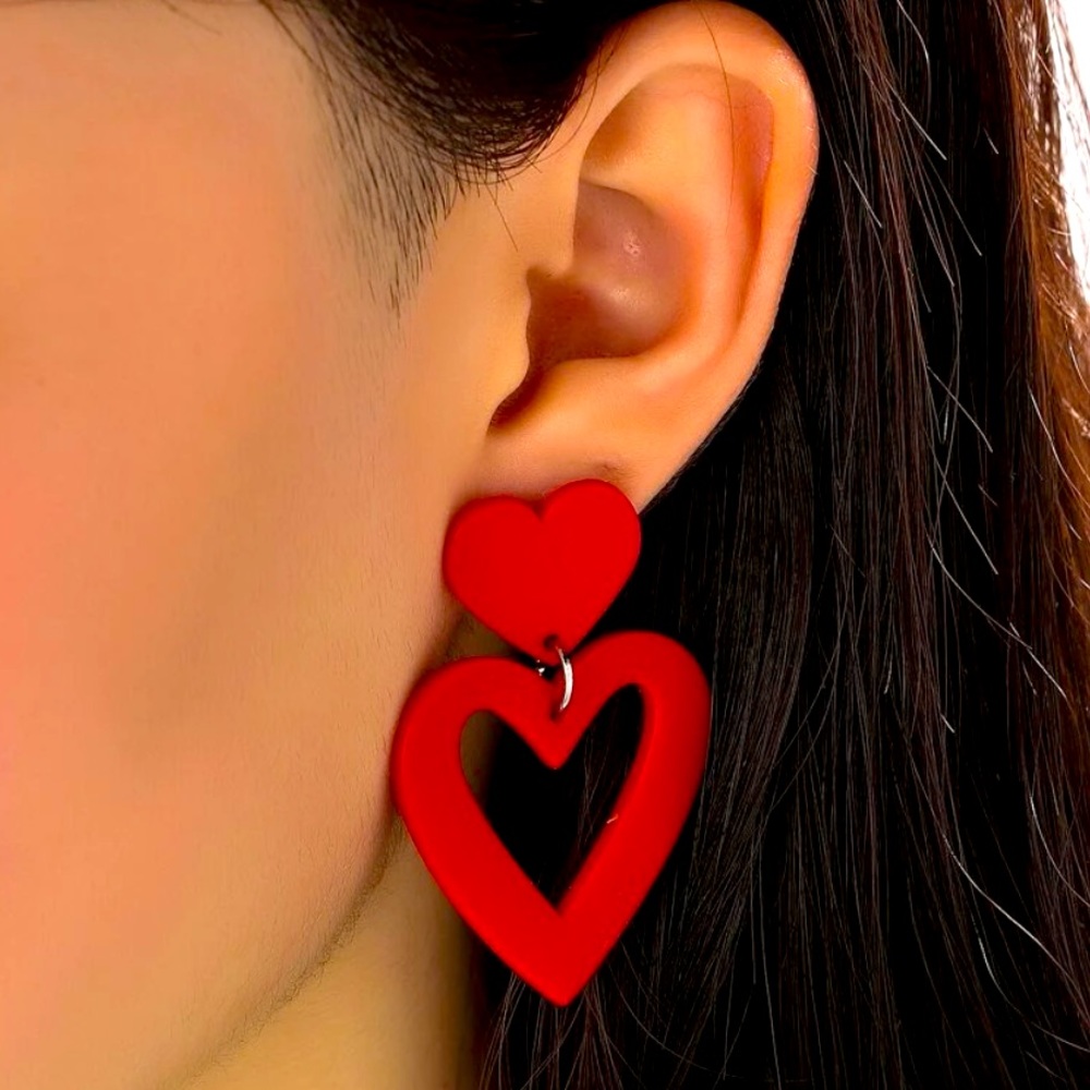 Acrylic Heart Dangle Earrings